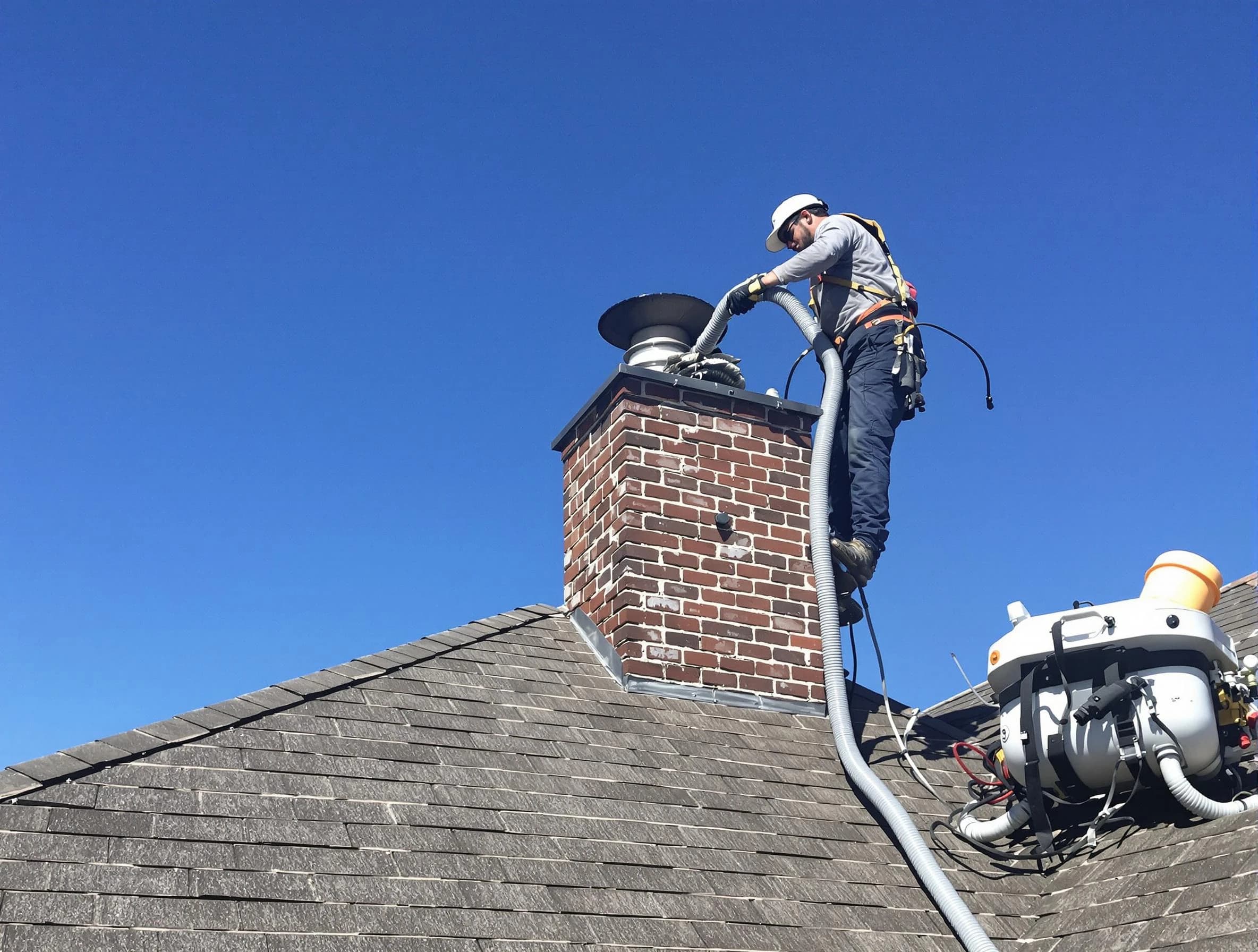 Dedicated Emporia Chimney Sweep team member cleaning a chimney in Emporia, VA