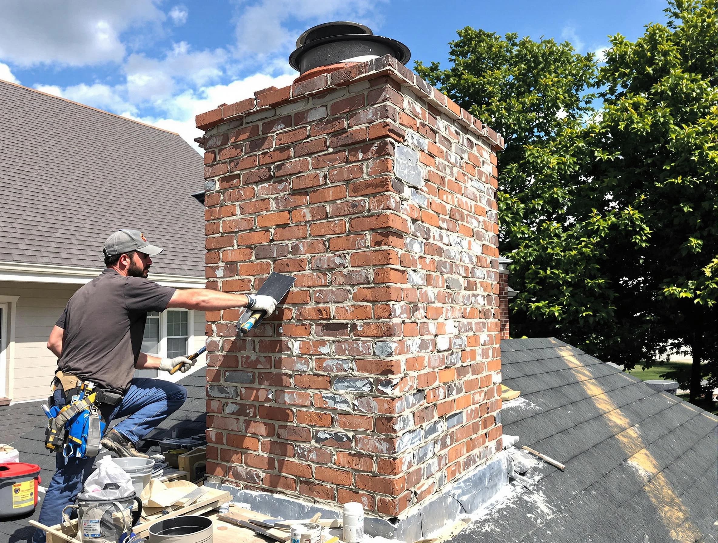 Completed chimney rebuild by Emporia Chimney Sweep in Emporia, VA