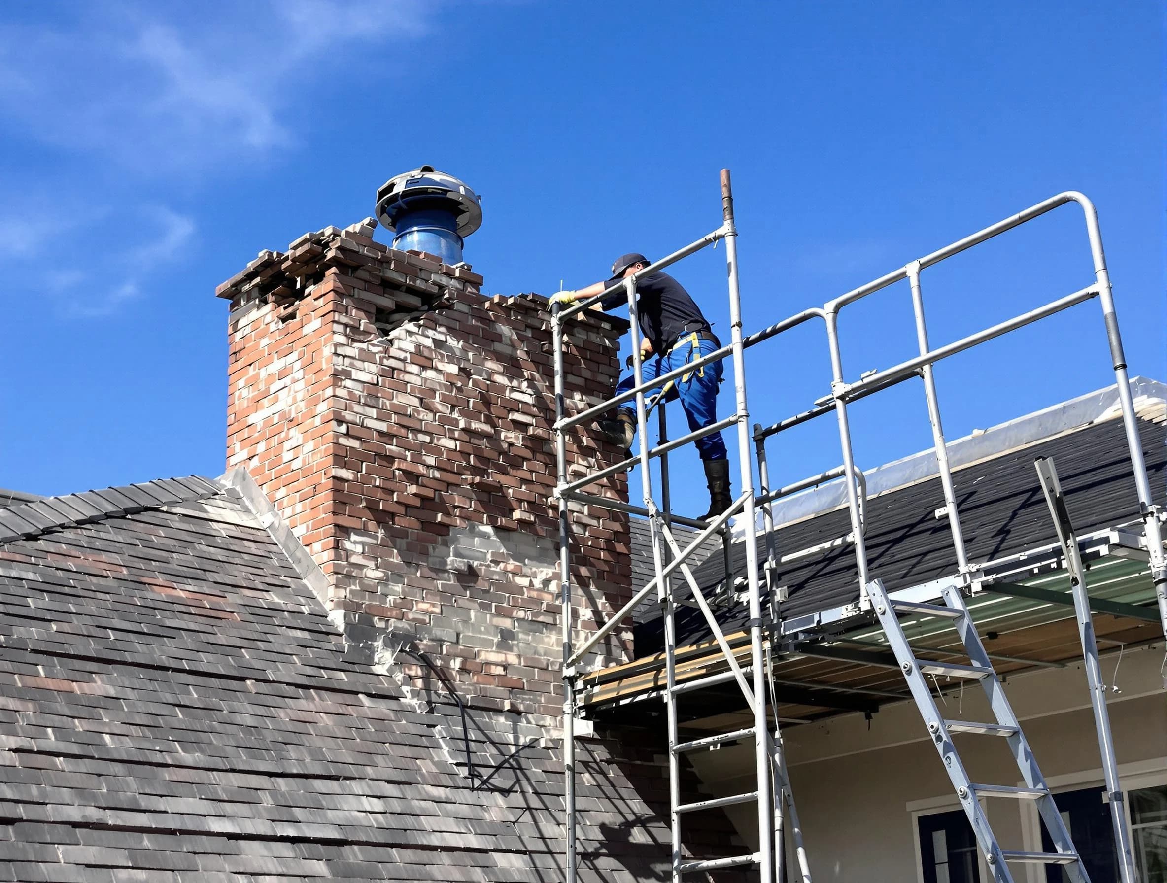 Rebuilding a chimney structure by Emporia Chimney Sweep in Emporia, VA