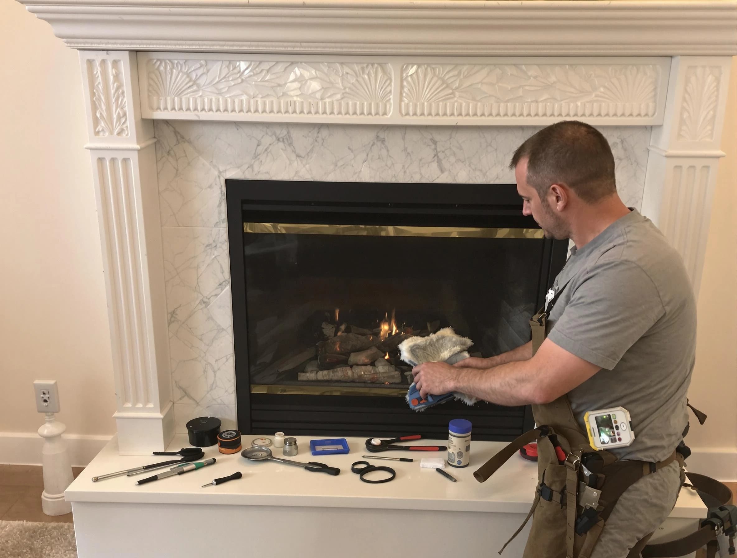 Emporia Chimney Sweep performing fireplace maintenance in Emporia, VA