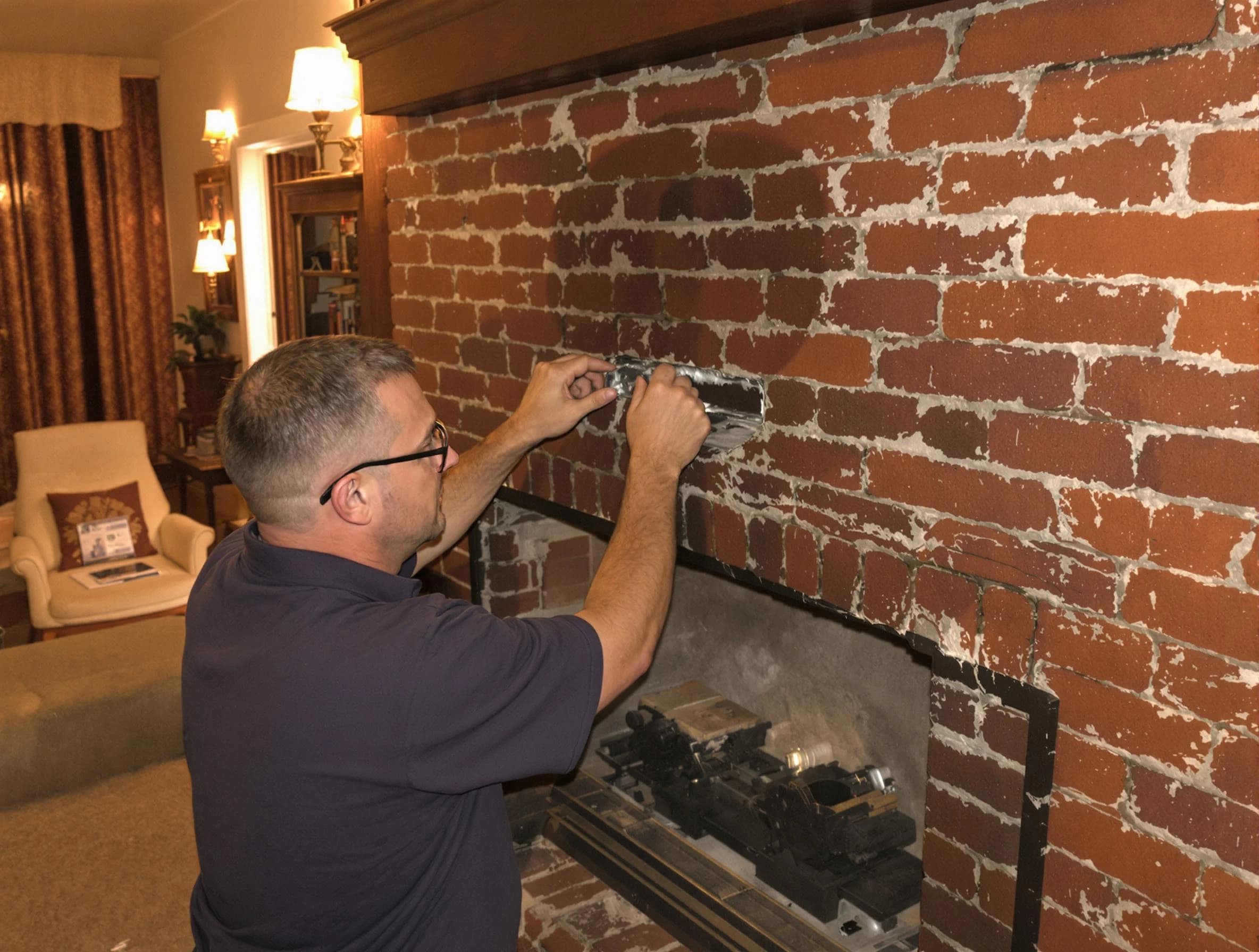 Emporia Chimney Sweep expert fixing a fireplace in Emporia, VA