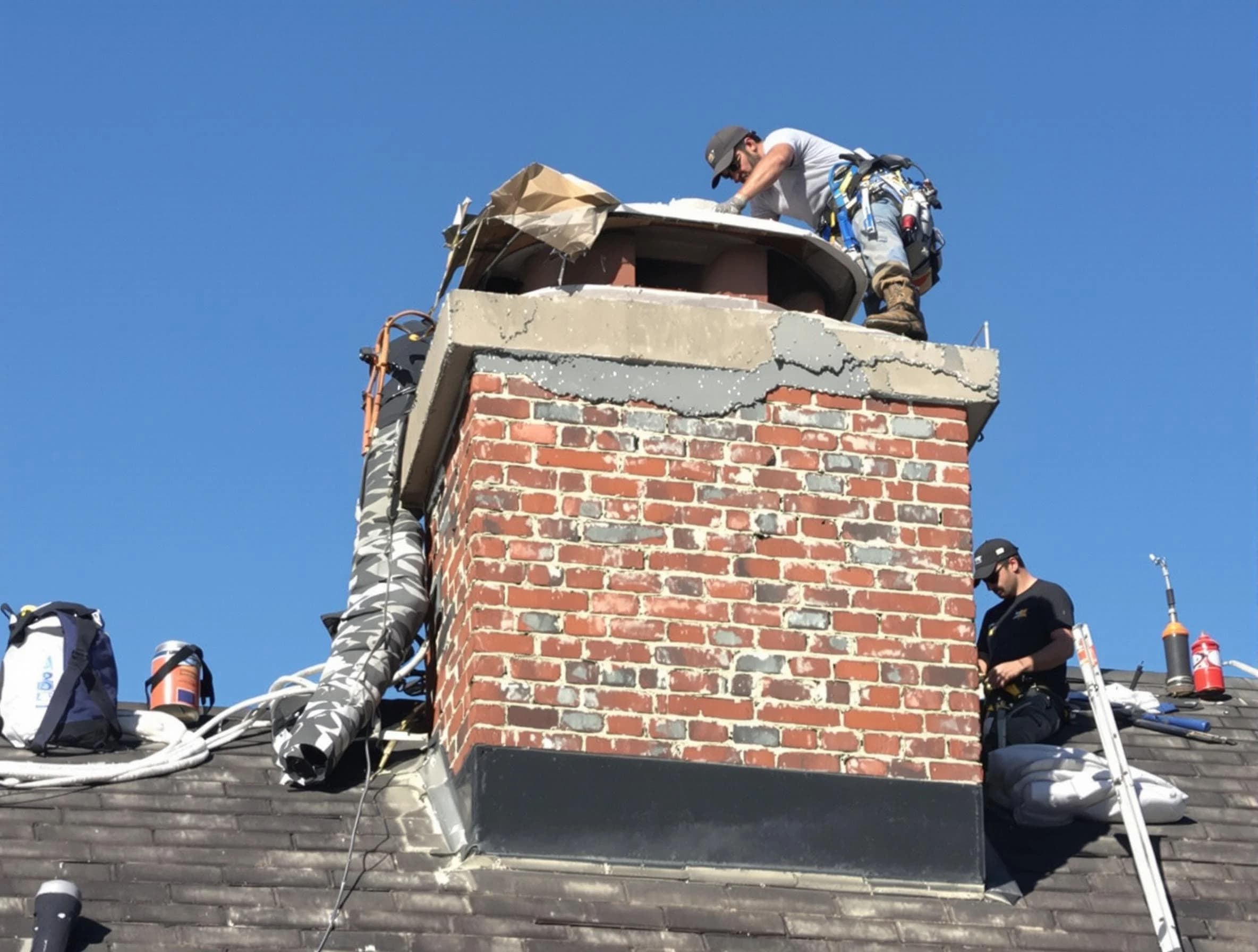 Emporia Chimney Sweep installing a custom chimney crown in Emporia, VA