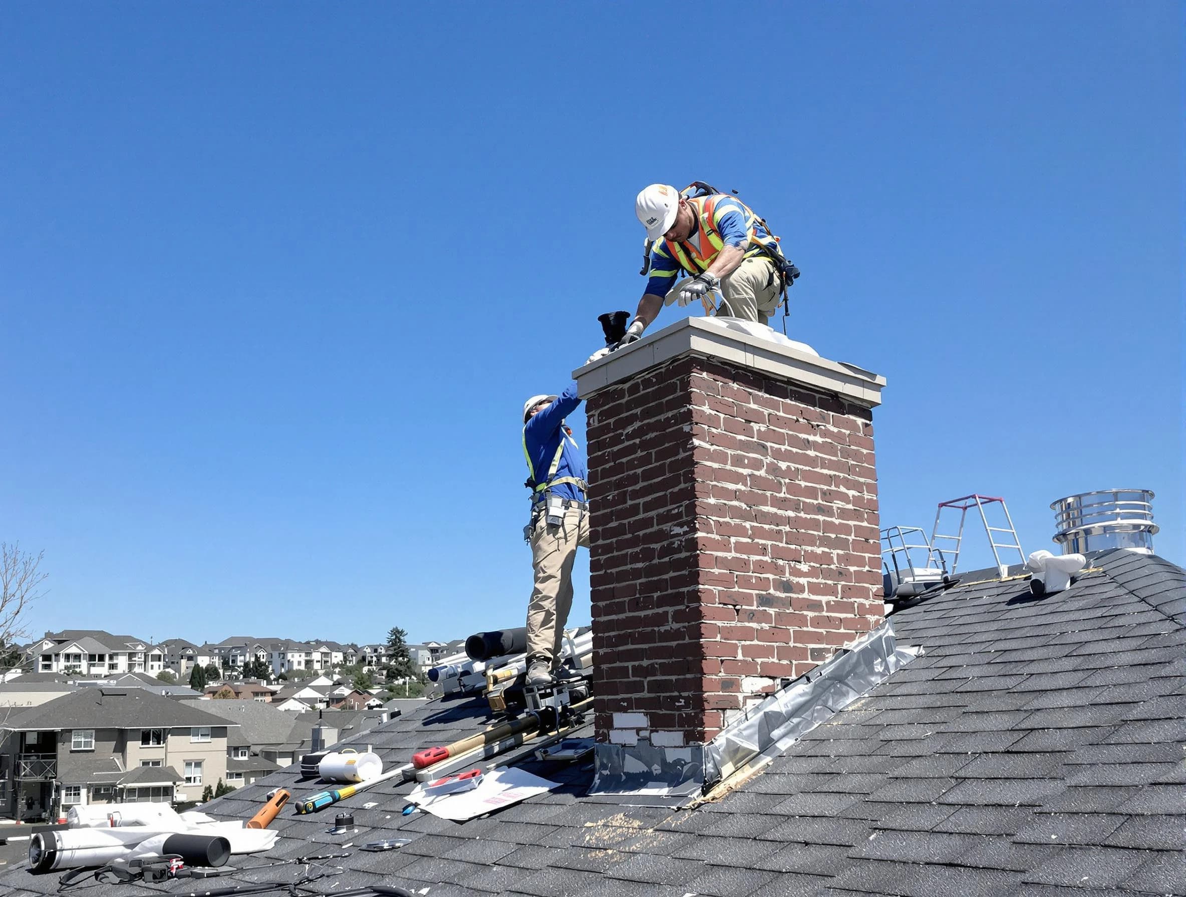 Emporia Chimney Sweep repairing a chimney crown in Emporia, VA