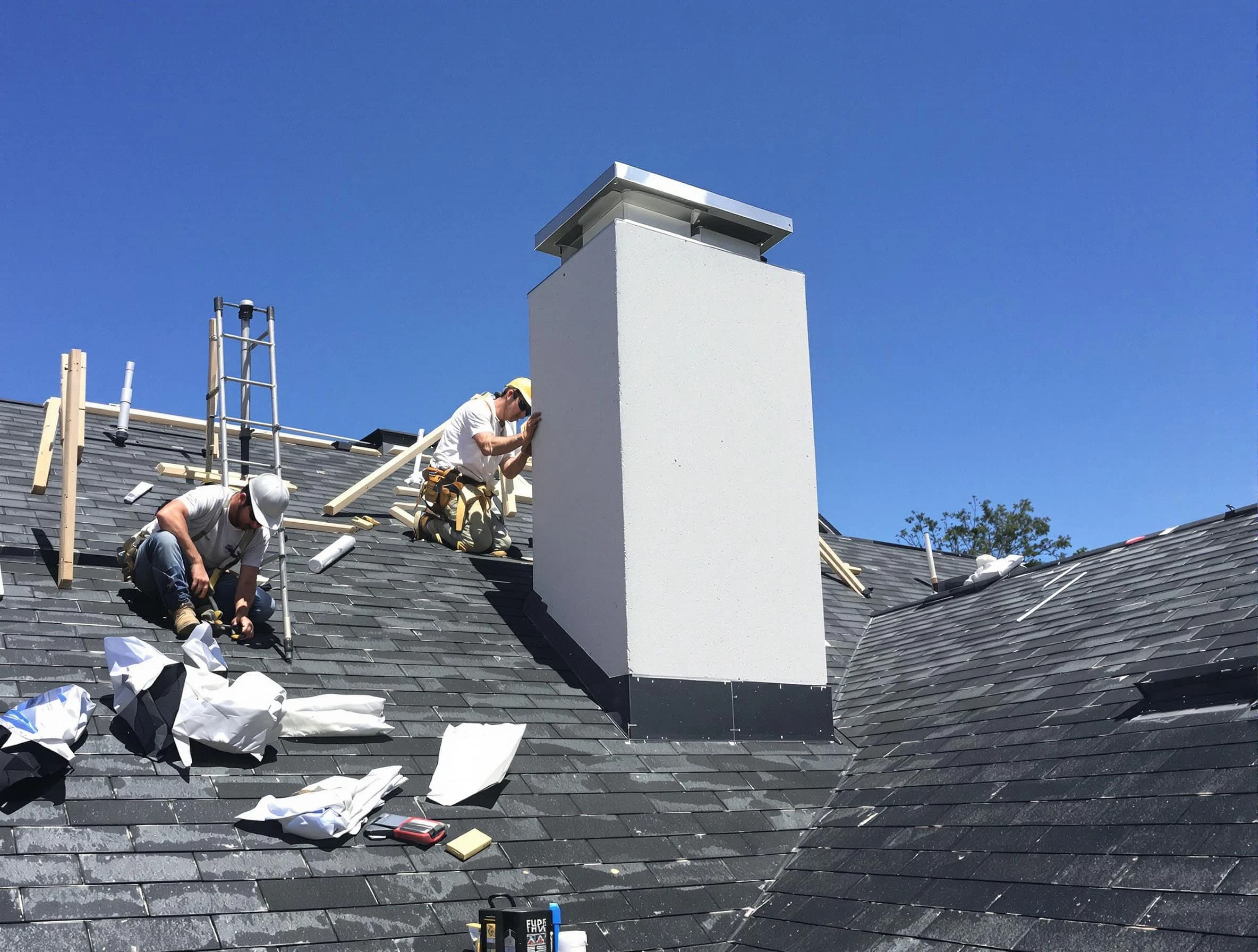 Emporia Chimney Sweep crew installing a new chimney in Emporia, VA