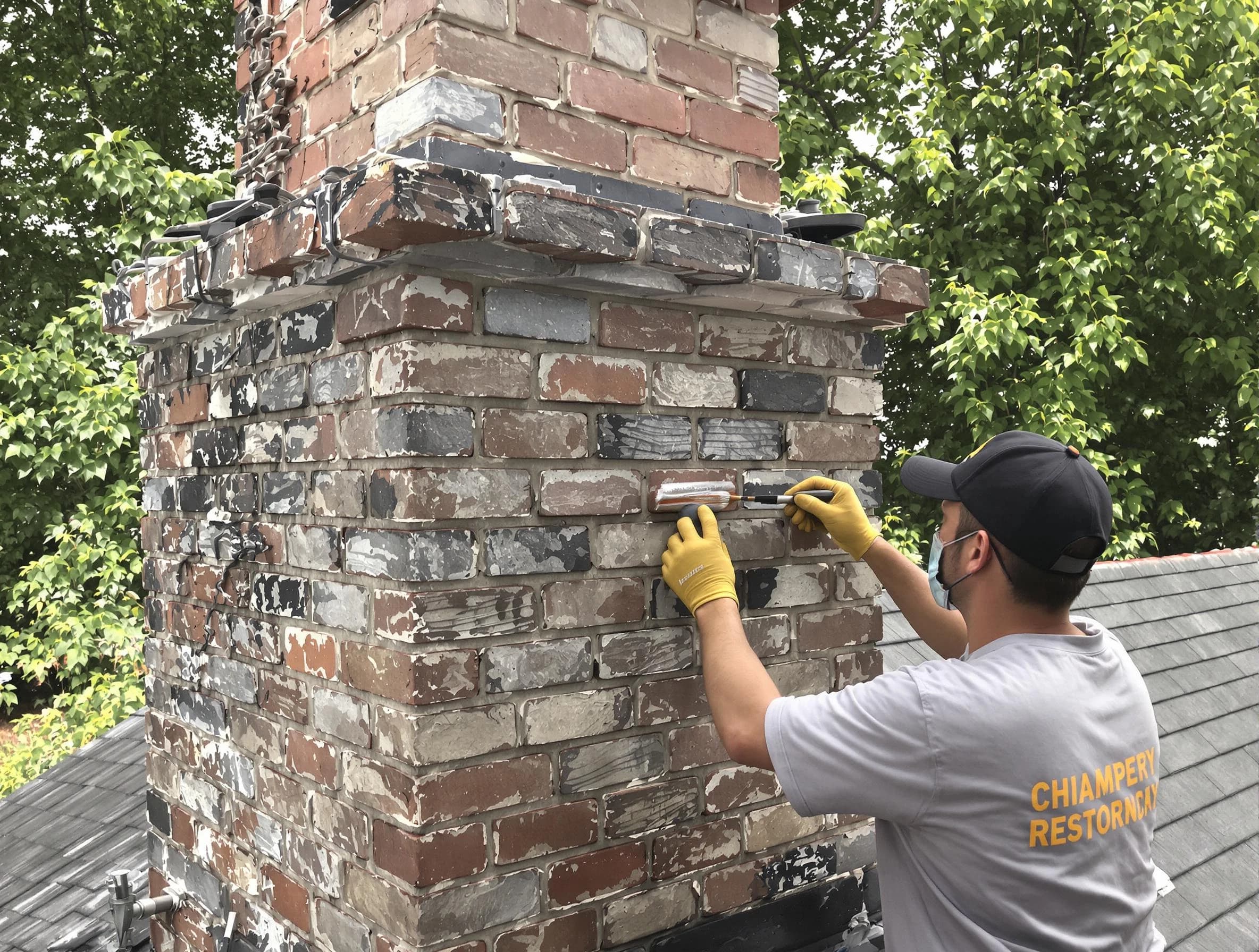 In-progress chimney restoration by Emporia Chimney Sweep in Emporia, VA