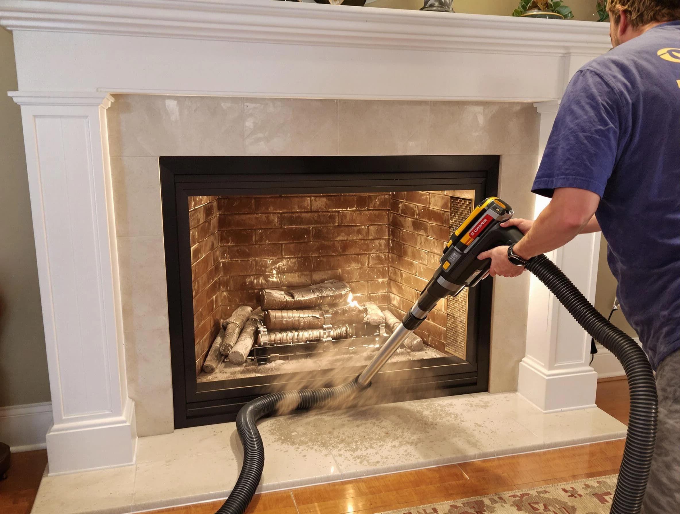 Fireplace cleaning performed by Emporia Chimney Sweep in Emporia, VA