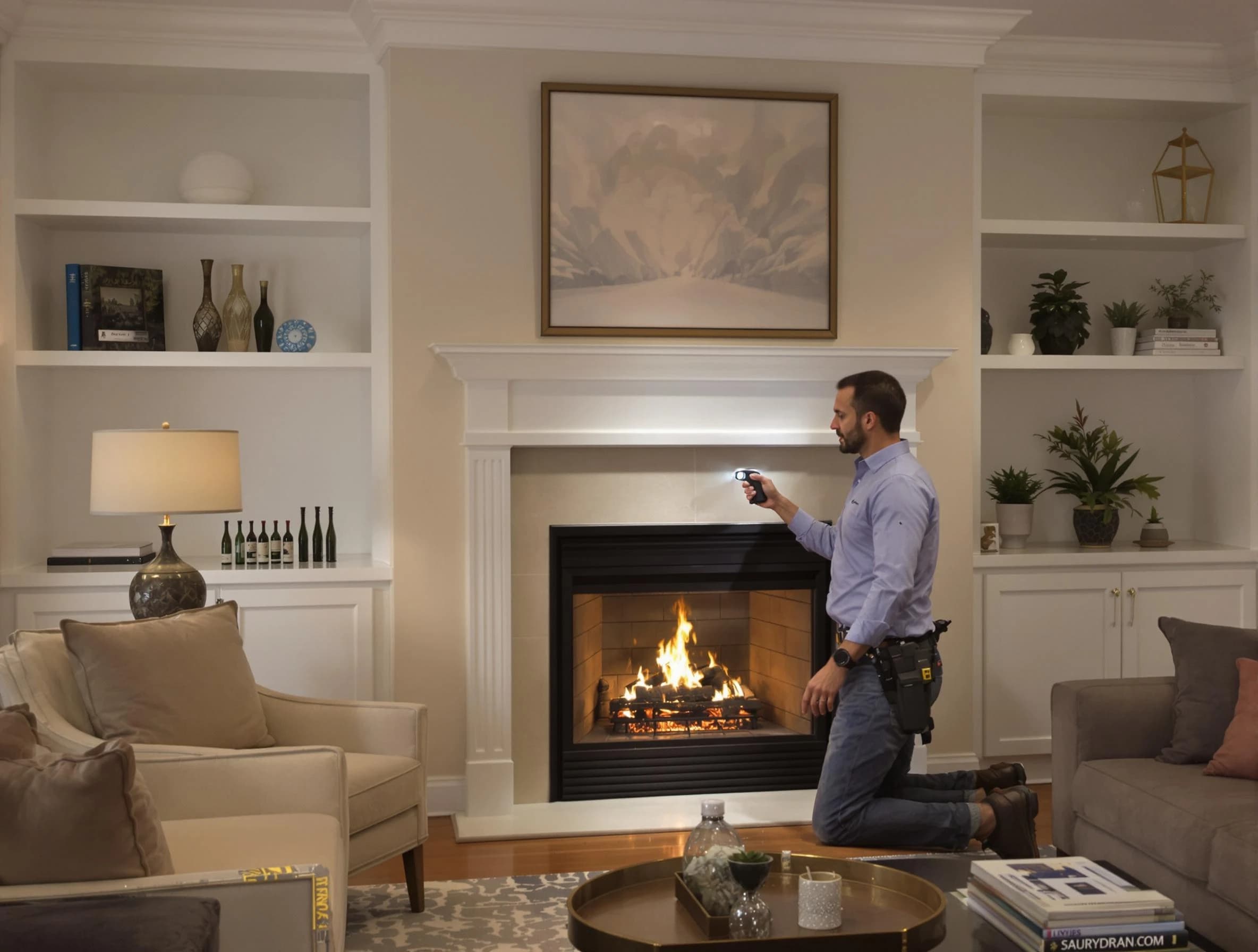 Emporia Chimney Sweep conducting a fireplace safety inspection in Emporia, VA